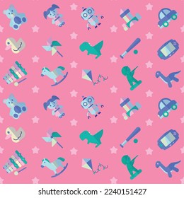 Seamless pattern background with toy icons Vector illustration