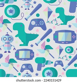 Fondo de patrón sin inconvenientes con iconos de juguete Ilustración vectorial