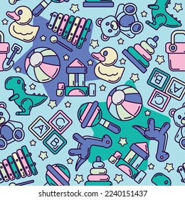 Seamless pattern background with toy icons Vector illustration