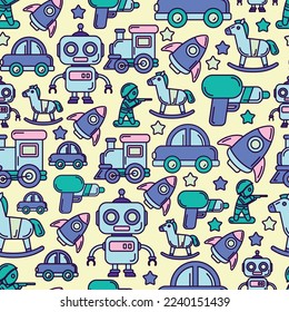 Seamless pattern background with toy icons Vector illustration