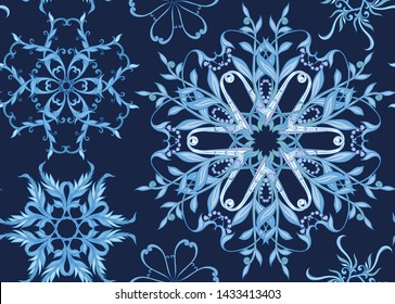 Seamless pattern, background with traditional paisley. Floral vector illustration in damask style. Colored vector illustration.
