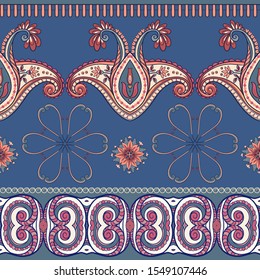 Seamless pattern, background with traditional paisley. Floral vector illustration in damask style. Colored vector illustration in fashion winter colors..