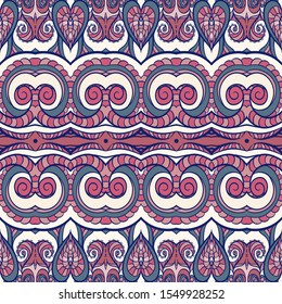 Seamless pattern, background with traditional paisley. Floral vector illustration in damask style. Colored vector illustration in fashion winter colors..