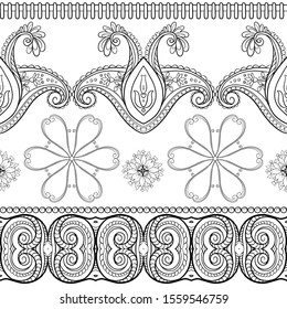 Seamless pattern, background with traditional paisley. Floral vector illustration in damask style. Outline design vector illustration...