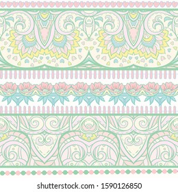 Seamless pattern, background with traditional paisley. Floral vector illustration in damask style. Colored vector illustration in pastel colors..