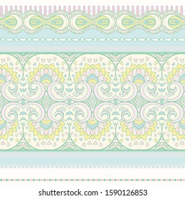 Seamless pattern, background with traditional paisley. Floral vector illustration in damask style. Colored vector illustration in pastel colors..