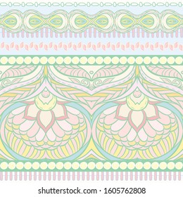 Seamless pattern, background with traditional paisley. Floral vector illustration in damask style. Colored vector illustration in pastel colors..