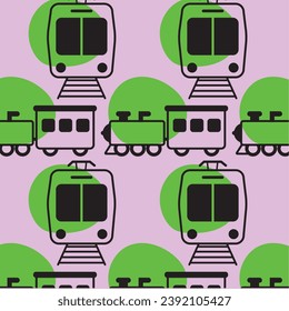 Seamless pattern background with train icons Vector illustration