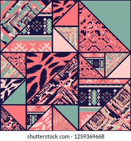 Seamless pattern background with triangles and different colors