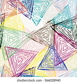 seamless pattern background, with triangles, strokes and splashes