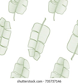 Seamless Pattern and Background with tropical banana leaves
