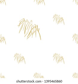Seamless pattern background. Tropical palm leaf. Yellow or gold leaves on white backdrop.