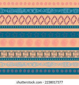 Seamless pattern background in turquoise peach colors