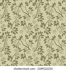 seamless pattern, background of twigs and berries