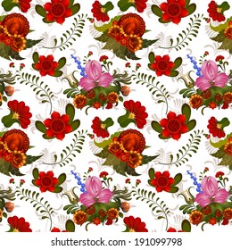 Seamless pattern background with Ukrainian motifs