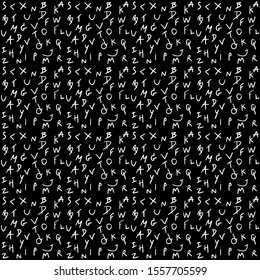 seamless pattern background vector :  doodle hand written about Alphabet A-Z on black background for your design.  