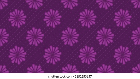 Seamless pattern background vector, floral ornament with strip lines in violet color