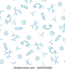 Seamless pattern background. Vector hand drawn doodle cartoon set of Science theme items, objects and symbols for design on paper, fabric, invitations.