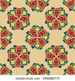Seamless pattern background. Vintage oriental Central Asian style. For web, print and textile fabrics. 