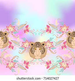 Seamless pattern, background with vintage style flowers 