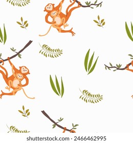 Seamless pattern, background, wallpaper with animals, mothers day, vector illustration hand drawn.