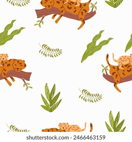 Seamless pattern, background, wallpaper with animals, mothers day, vector illustration hand drawn.