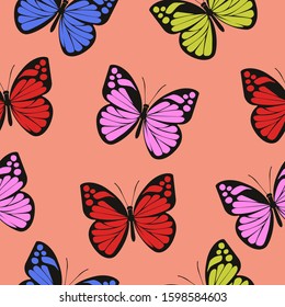 Seamless Pattern Background or Wallpaper with Butterflies