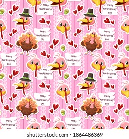 seamless pattern background with Walnuts, turkey hearts, and earthworms