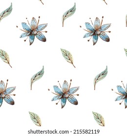 Seamless pattern - background with watercolor flowers.