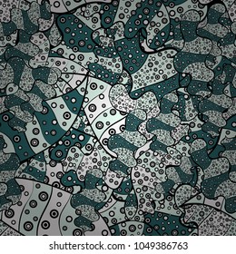 Seamless pattern background. Watercolor, hand drawn. Vector illustration. Design wrapping and gift paper, greeting cards, banner and posters design. Doodles on black, neutral and green colors. - stock