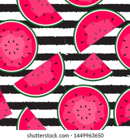 Seamless Pattern Background with Watermelon. Vector Illustration. EPS10