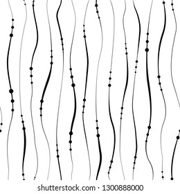 Seamless pattern. Background with wavy stripes. Elegant stylish texture. Monochrome geometric abstract design. Background with twisted elements. Black and white backdrop. Repeating simple linear waves