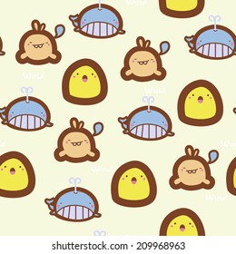 seamless pattern background with Whale and cute animals in vector