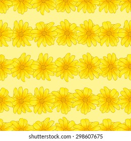 Seamless pattern background with yellow flowers. Vector illustration