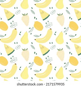 Seamless pattern background of yellow fruit on white background