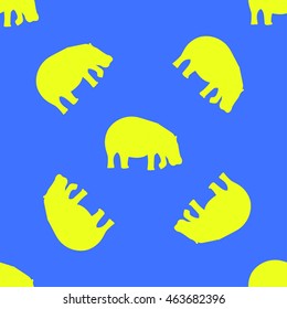 Seamless pattern background zentangle hippo. Zen tangle and zen doodle hippopotamus. 