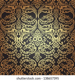 Seamless pattern background.Damask wallpaper. Vector illustration