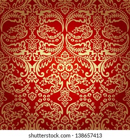 Seamless pattern background.Damask wallpaper. Vector illustration