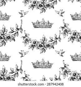 Seamless pattern backgrounds. hand drawn decorative elements, vector illustration