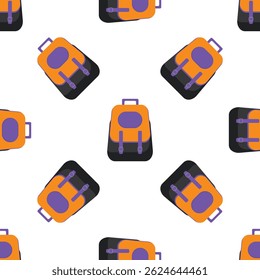 Seamless pattern of backpacks, ideal for projects related to school, travel, hiking and outdoor activities