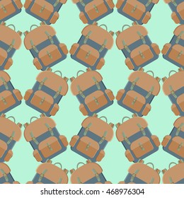 Seamless pattern of backpacks. Vector EPS 10.