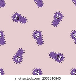 Seamless pattern with bacteria. Design for fabric, textile, wallpaper, packaging	