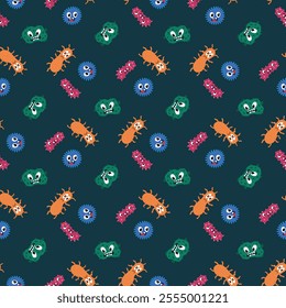 Seamless pattern with bacteria. Design for fabric, textile, wallpaper, packaging