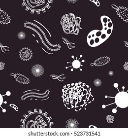 Seamless Pattern With Bacteria And Germs