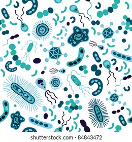 Seamless pattern with bacterium and microorganism