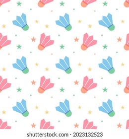 Seamless pattern badminton ball icon on white background. vector illustration.
