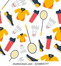 Seamless Pattern Badminton. Creative Texture For Fabric, Wrapping, Textiles, Wallpaper, And Apparel. Vector Illustration