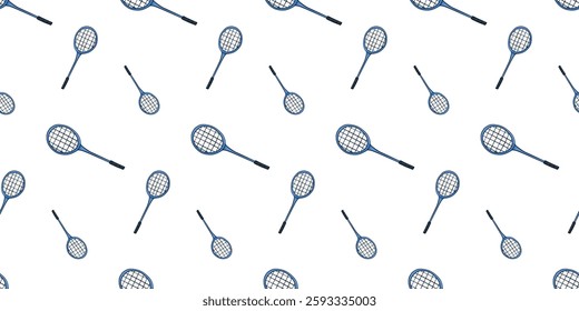 Seamless pattern with badminton racket doodle vector