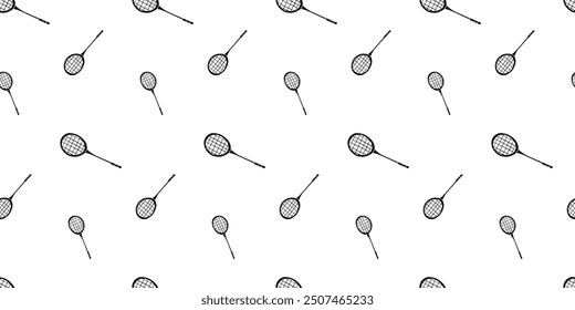 Seamless pattern with badminton racket silhouette vector