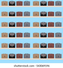 seamless pattern bag ,briefcase for men businessman is on the shelf,shop handbags accessories texture